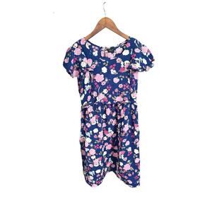 Floral Maternity Dress Blue Pink Roses Puff Sleeve Empire Waist AV2 XXL